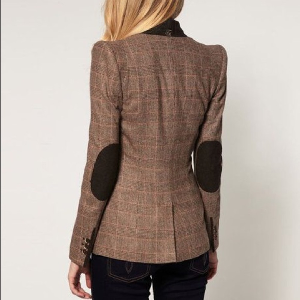 TED BAKER Sharp Shoulder Blazer with Elbow Patches